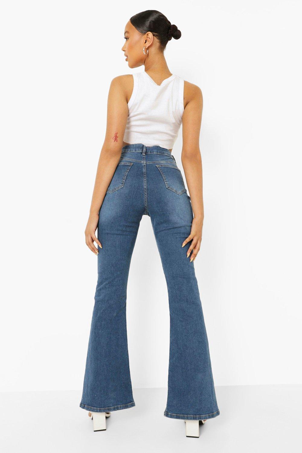 Flare leg hot sale stretch jeans